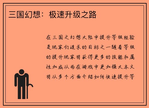 三国幻想：极速升级之路